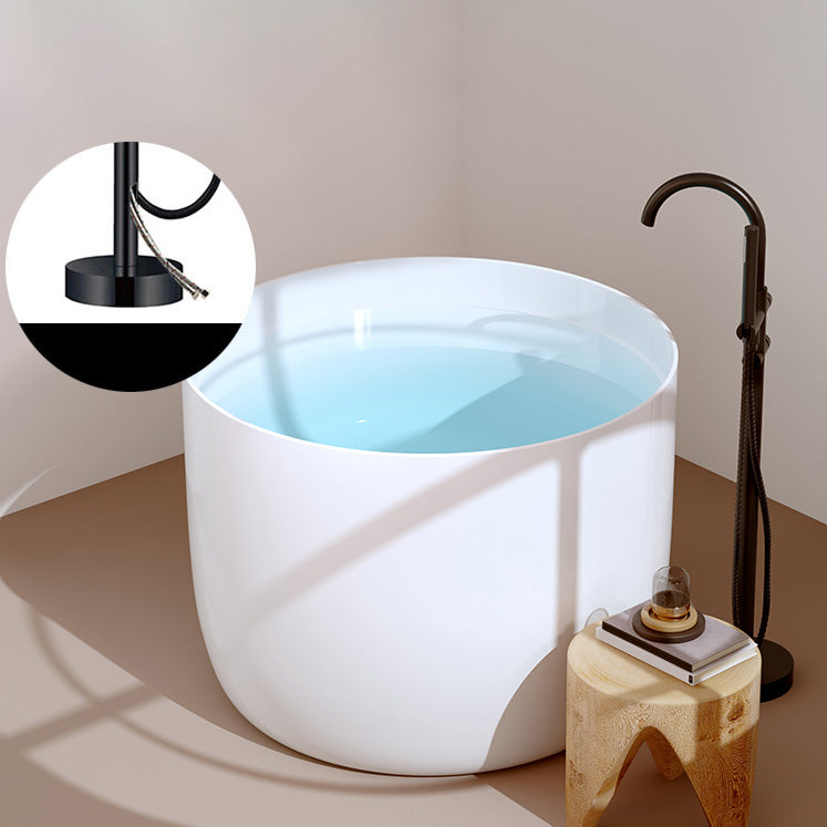 Round Soaking Bathtub Antique Finish Acrylic Freestanding Bath Tub