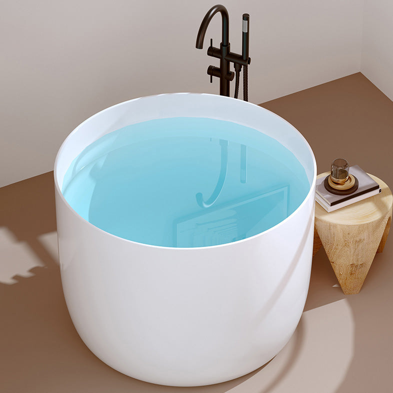 Round Soaking Bathtub Antique Finish Acrylic Freestanding Bath Tub