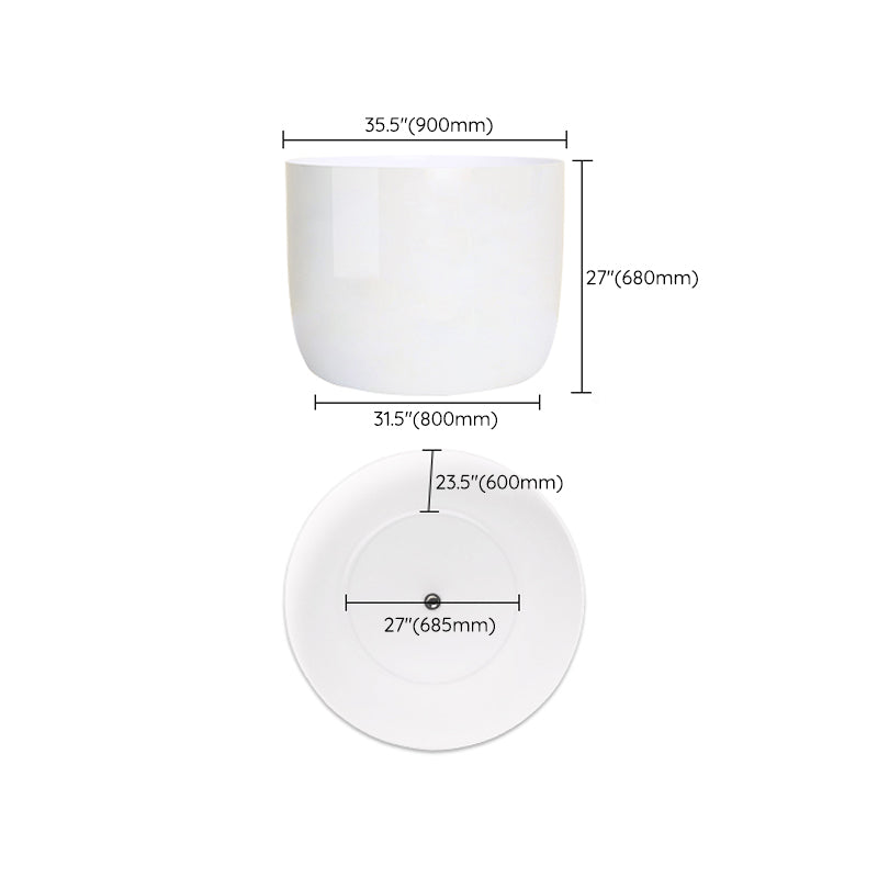 Round Soaking Bathtub Antique Finish Acrylic Freestanding Bath Tub