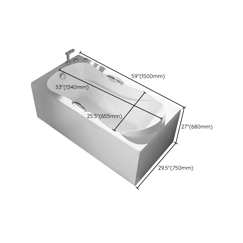 Acrylic Soaking Bathtub Antique Finish Rectangular Bathtub (Board not Included)