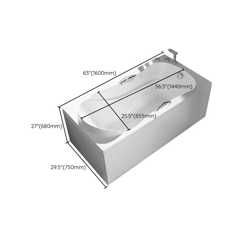Acrylic Soaking Bathtub Antique Finish Rectangular Bathtub (Board not Included)