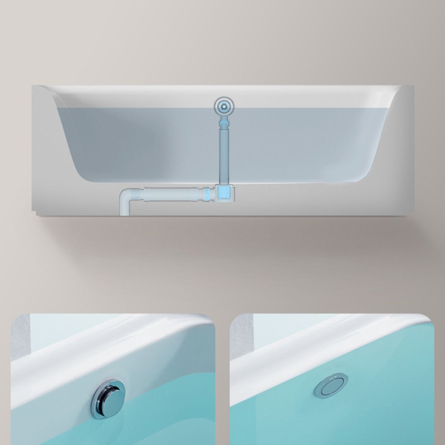 Acrylic Soaking Rectangular Bathtub Antique Finish Back to Wall Bath Tub