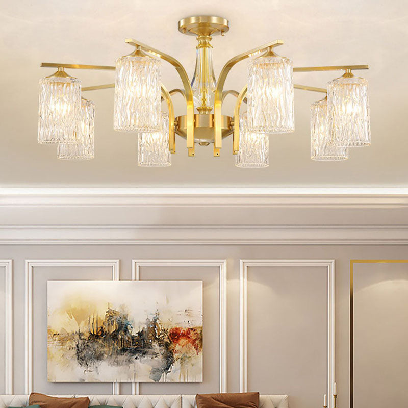 Light Luxury Crystal Ceiling Lamp Cylinder Shape Ceiling Light for Bedroom