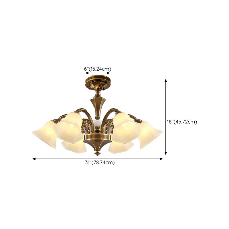 American Style Ceiling Light Bell Shape Ceiling Lamp with Glass Shade for Living Room