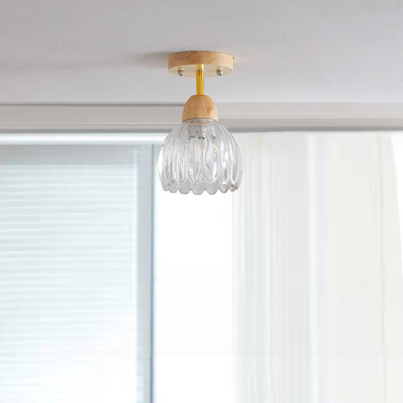 Modern Simple Wooden Ceiling Light Bell Shape Ceiling Lamp for Bedroom