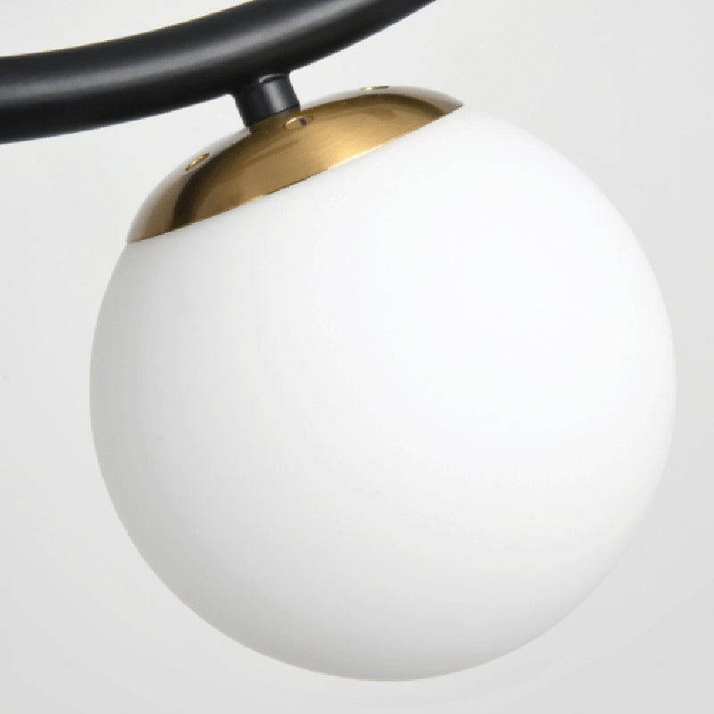 Iron and Glass Kitchen Island Fixture Modern 4 - Light Pendant Fixture in Black / Gold