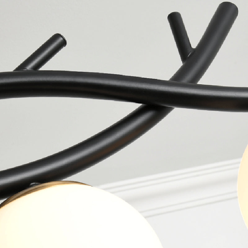 Iron and Glass Kitchen Island Fixture Modern 4 - Light Pendant Fixture in Black / Gold