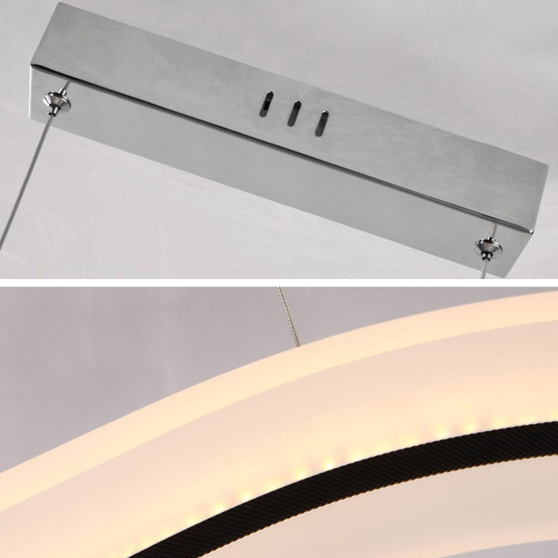 Single Modernism Silver Ceiling Light LED Kitchen Island Lighting for Foyer