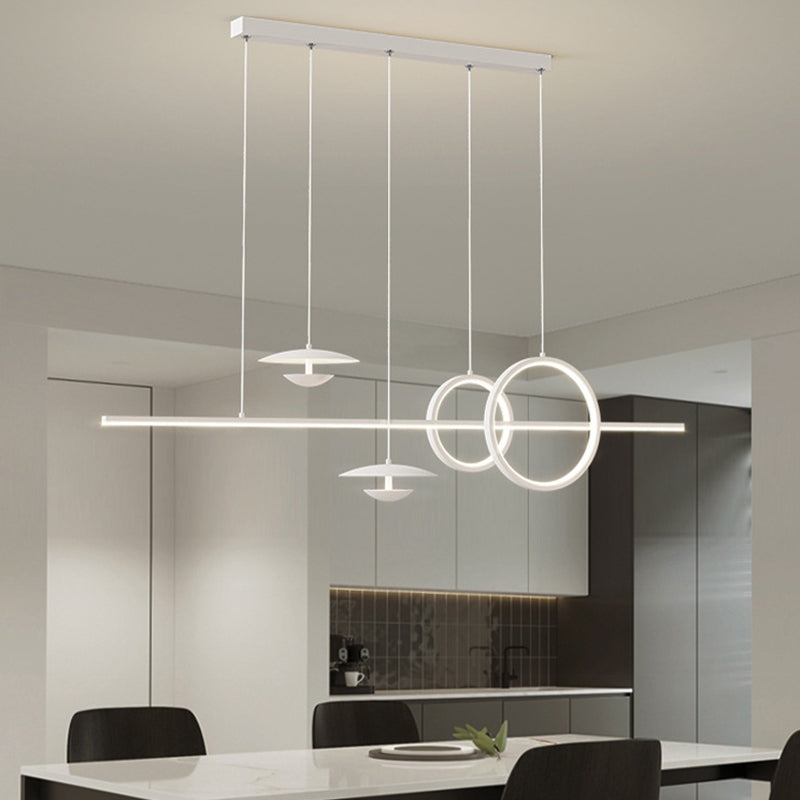 White 5-Light Modernism Ceiling Light LED Kitchen Island Lighting for Foyer