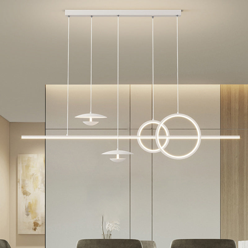 White 5-Light Modernism Ceiling Light LED Kitchen Island Lighting for Foyer