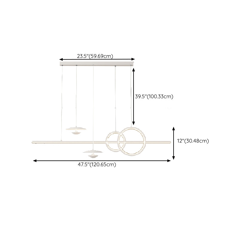 White 5-Light Modernism Ceiling Light LED Kitchen Island Lighting for Foyer