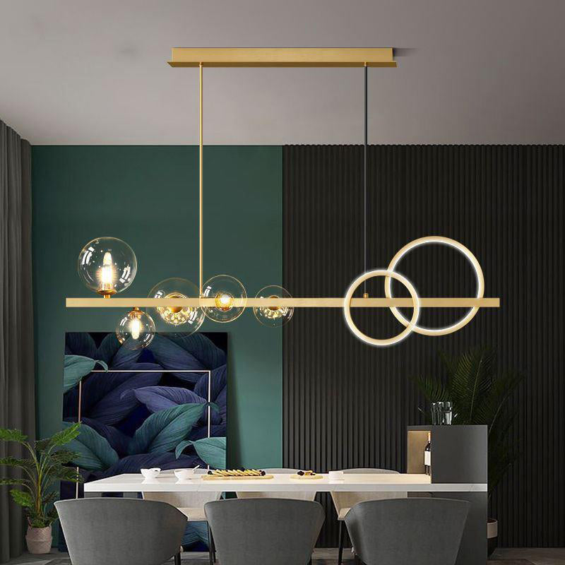 Black 7-Light Modernism Ceiling Light LED Kitchen Island Lighting for Foyer