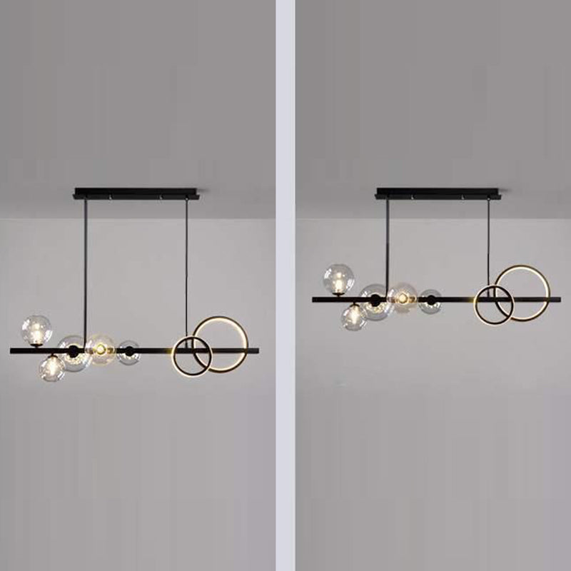 Black 7-Light Modernism Ceiling Light LED Kitchen Island Lighting for Foyer