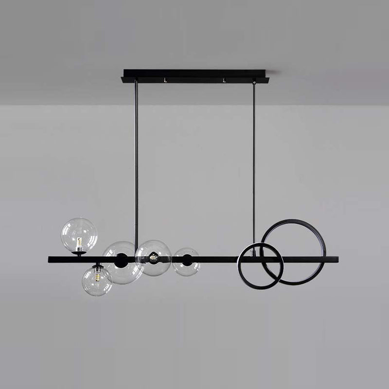 Black 7-Light Modernism Ceiling Light LED Kitchen Island Lighting for Foyer