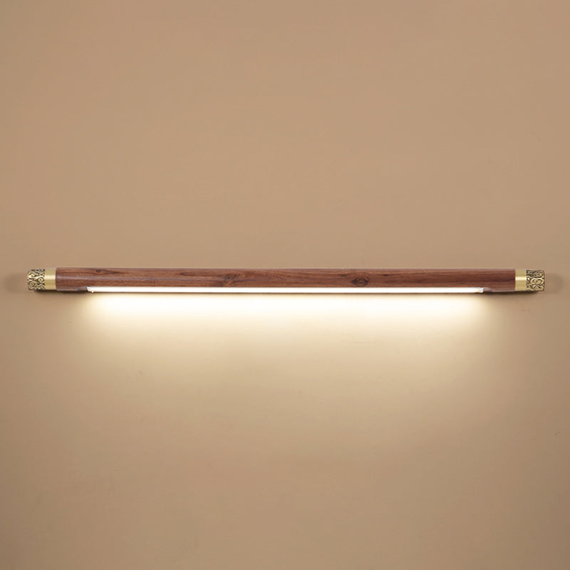 Modern Style Wood Vanity Light Cylinder Shape 1 Light Vanity Lamp for Shower Room