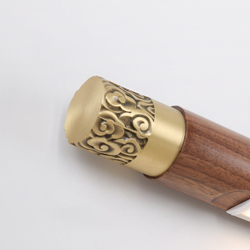 Modern Style Wood Vanity Light Cylinder Shape 1 Light Vanity Lamp for Shower Room