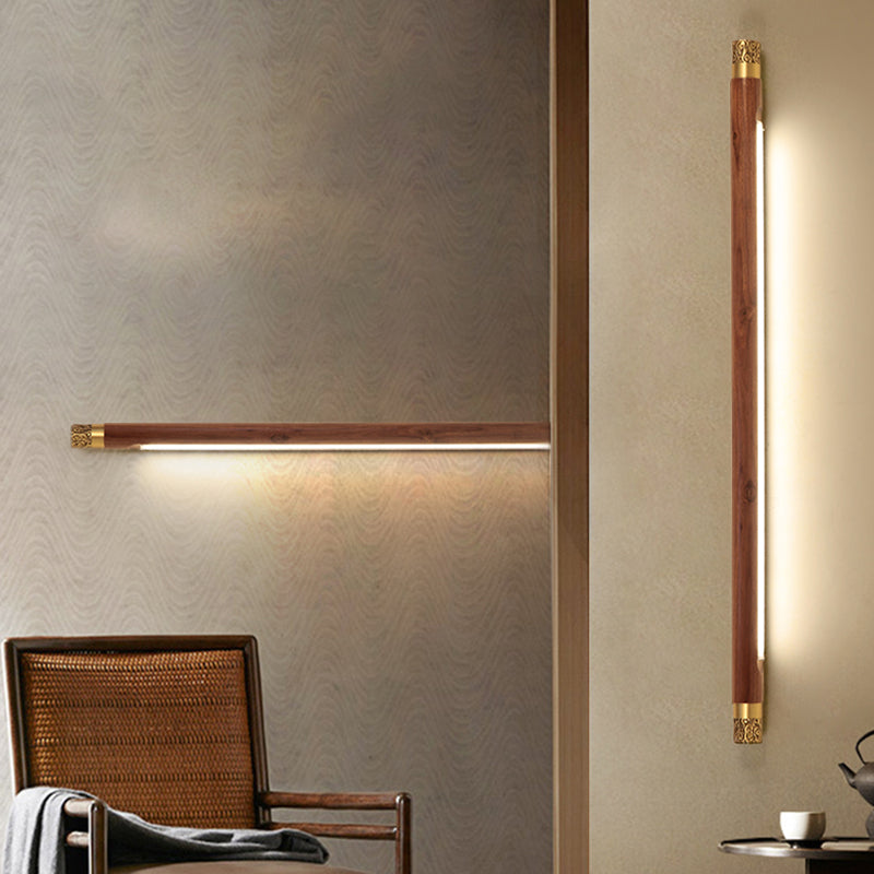 Modern Style Wood Vanity Light Cylinder Shape 1 Light Vanity Lamp for Shower Room