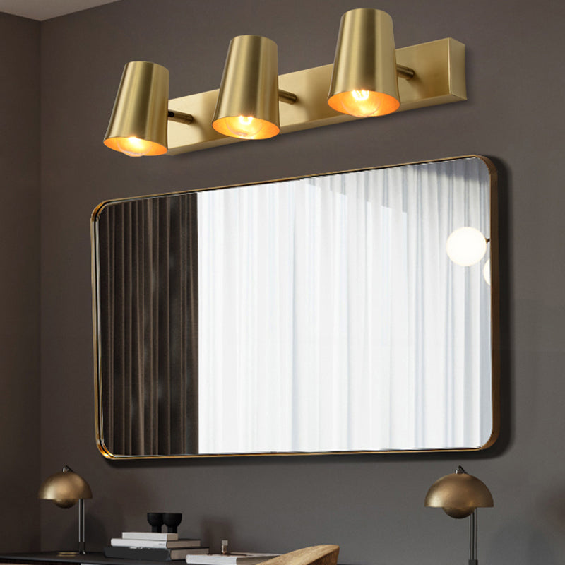 Modern Mirror Front Light Gold Vanity Light with Metal Shade for Bathroom