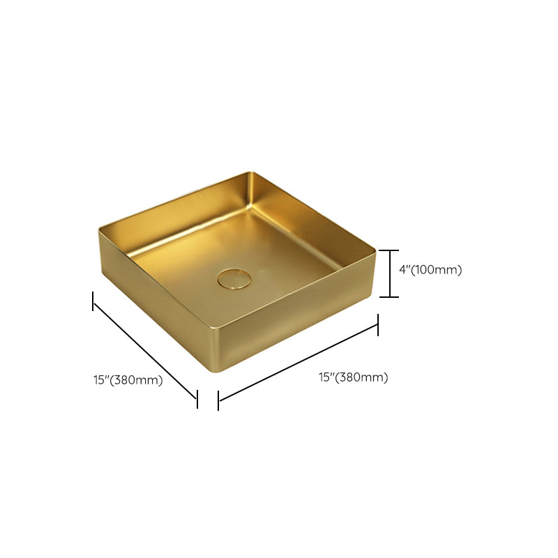 Modern Bathroom Sink Rectangular Metal Vessel Bathroom Sink with Pop-Up Drain