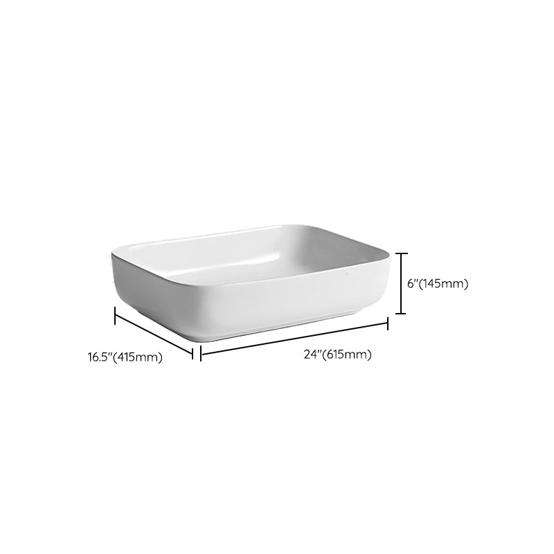 Contemporary Bathroom Sink Porcelain Square Vessel Bathroom Sink with Pop-Up Drain