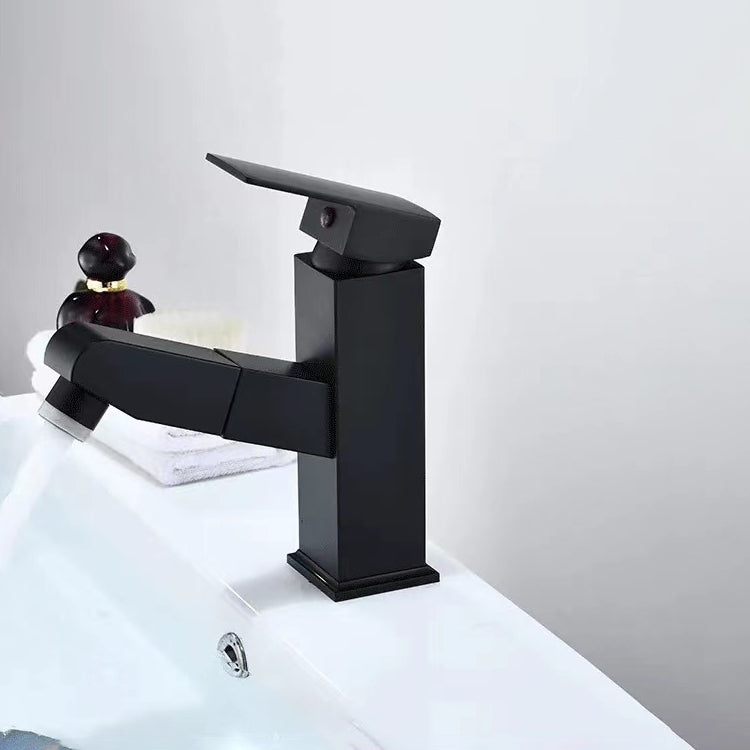 Lever Handle Faucet Contemporary Pull-out Faucet for Bathroom