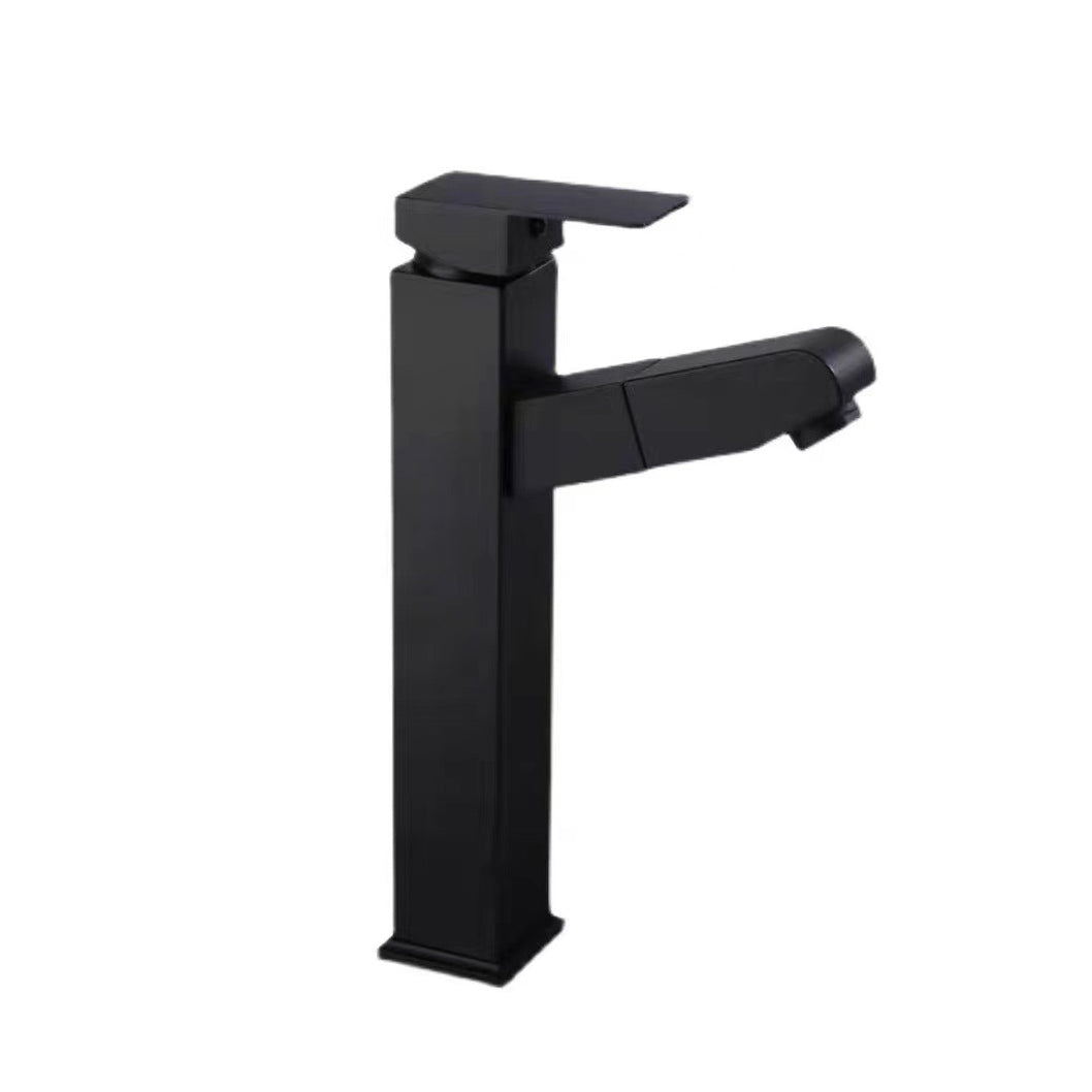 Lever Handle Faucet Contemporary Pull-out Faucet for Bathroom