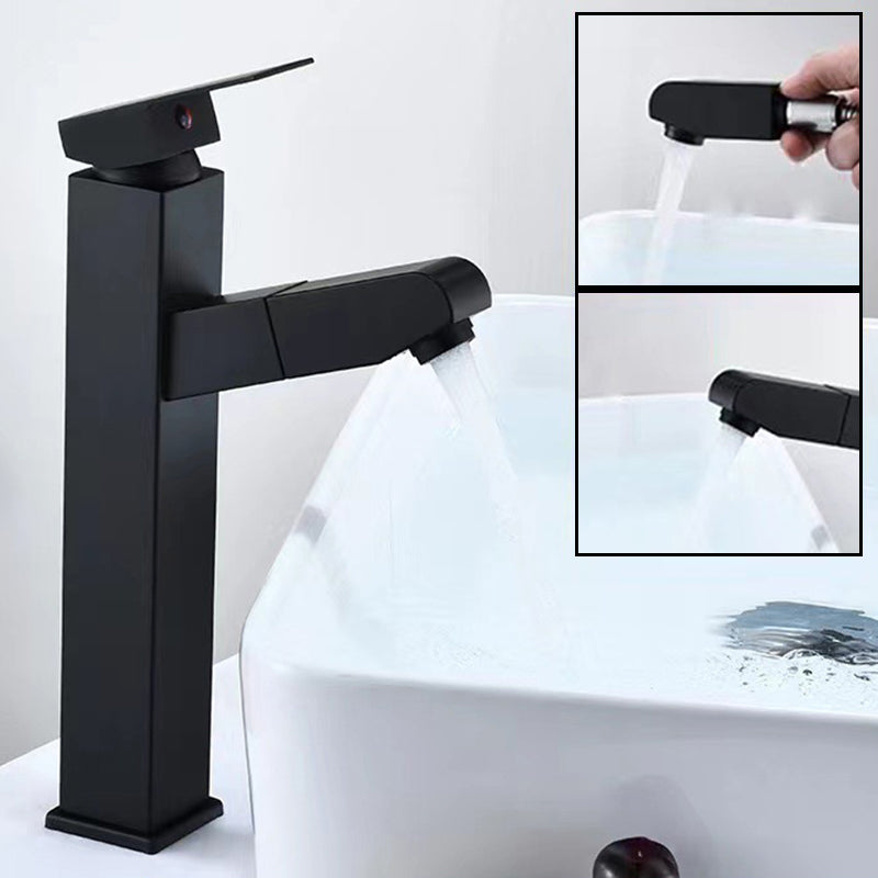 Lever Handle Faucet Contemporary Pull-out Faucet for Bathroom
