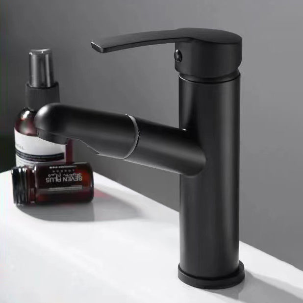 Lever Handle Faucet Contemporary Pull-out Faucet for Bathroom