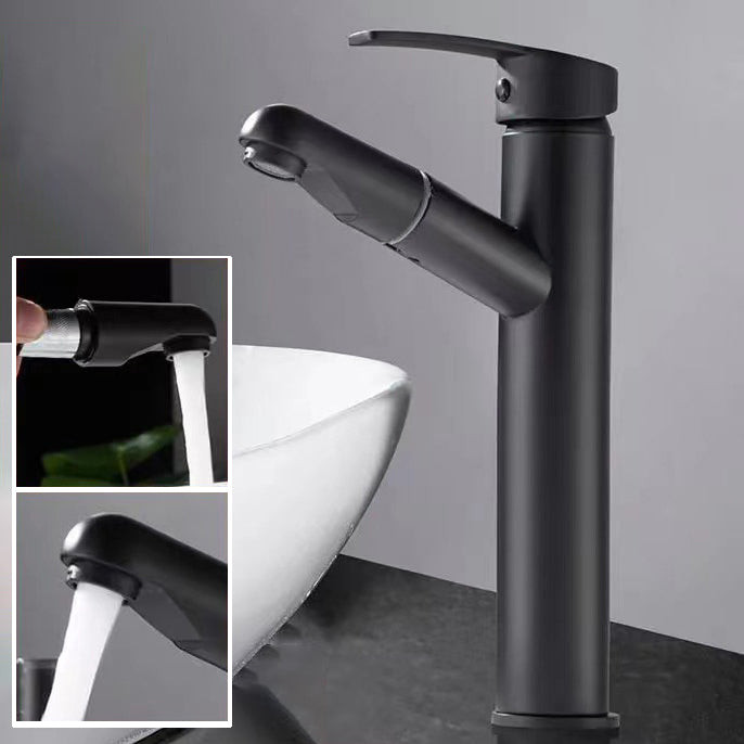 Lever Handle Faucet Contemporary Pull-out Faucet for Bathroom