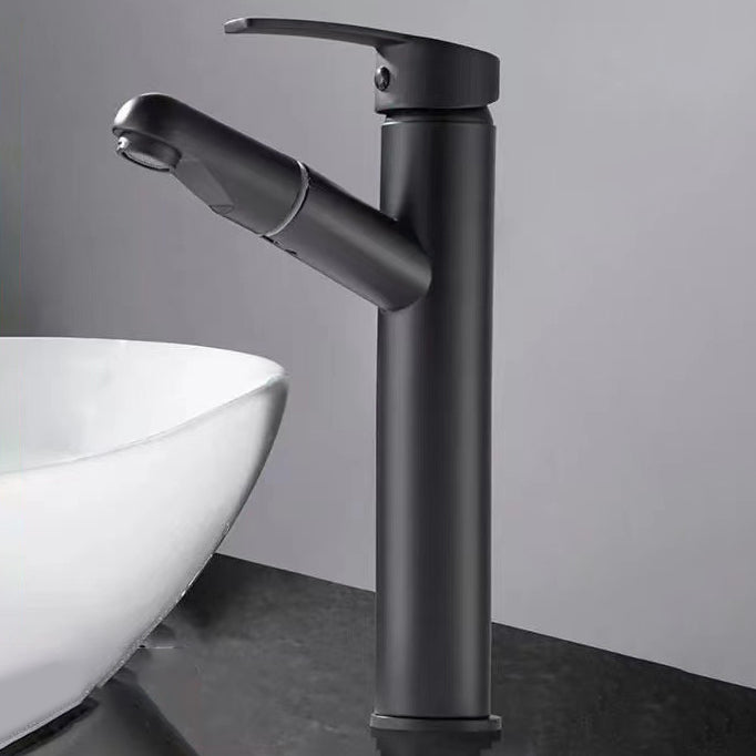 Lever Handle Faucet Contemporary Pull-out Faucet for Bathroom
