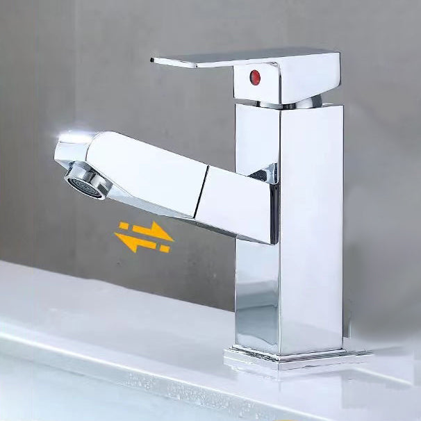 Lever Handle Faucet Contemporary Pull-out Faucet for Bathroom