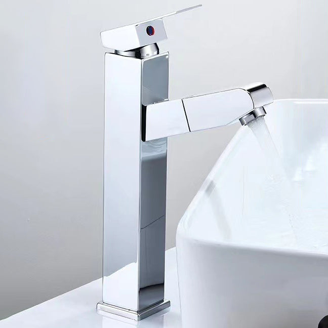 Lever Handle Faucet Contemporary Pull-out Faucet for Bathroom
