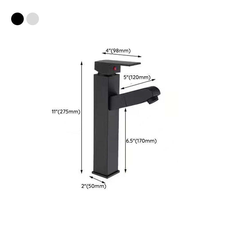 Lever Handle Faucet Contemporary Pull-out Faucet for Bathroom