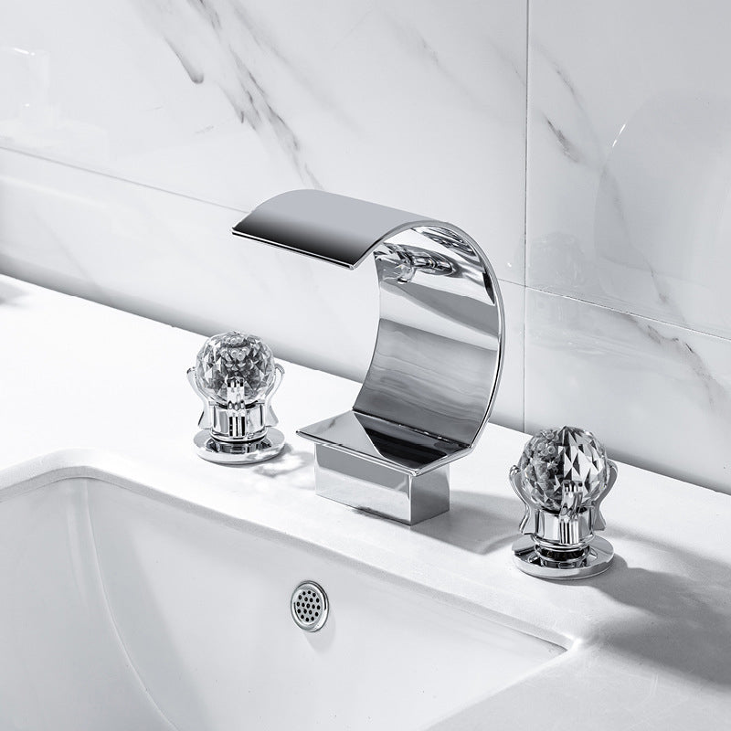 Light Luxury Basin Faucet Waterfall Spout Bathroom Faucet Knob Handle Sink Faucet