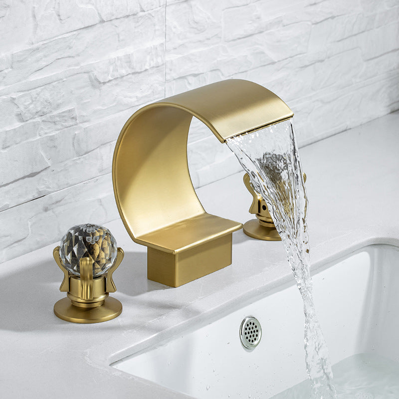 Light Luxury Basin Faucet Waterfall Spout Bathroom Faucet Knob Handle Sink Faucet