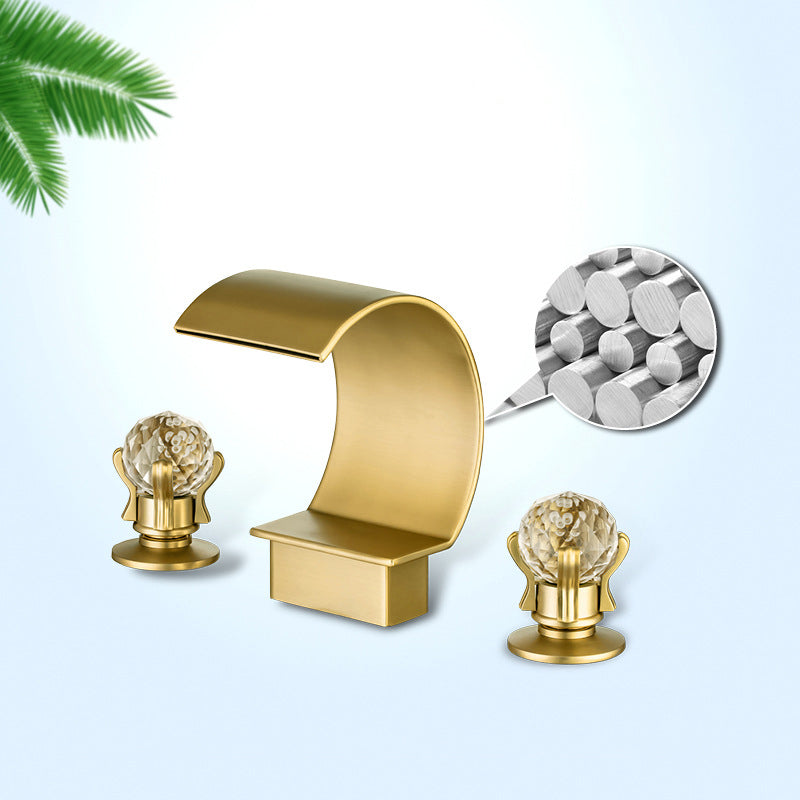 Light Luxury Basin Faucet Waterfall Spout Bathroom Faucet Knob Handle Sink Faucet
