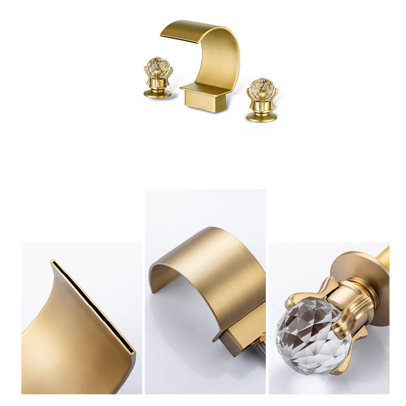 Light Luxury Basin Faucet Waterfall Spout Bathroom Faucet Knob Handle Sink Faucet