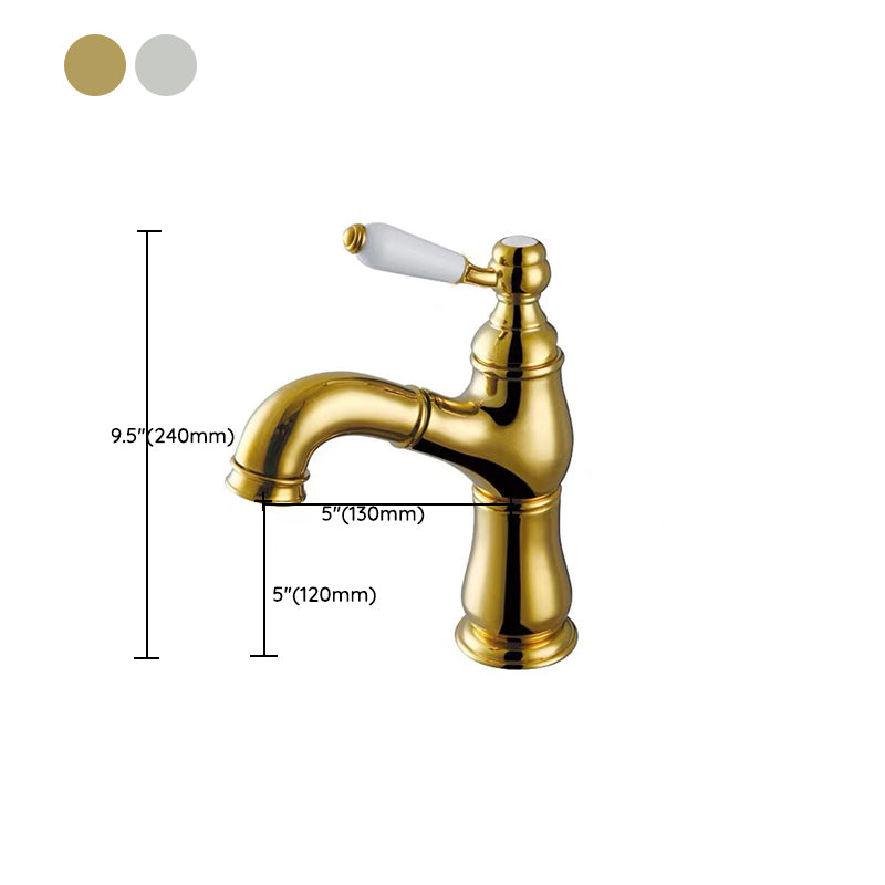 Vintage Bathroom Basin Faucet Full Brass Pull-out Ceramic Handle Sink Faucet with Drain