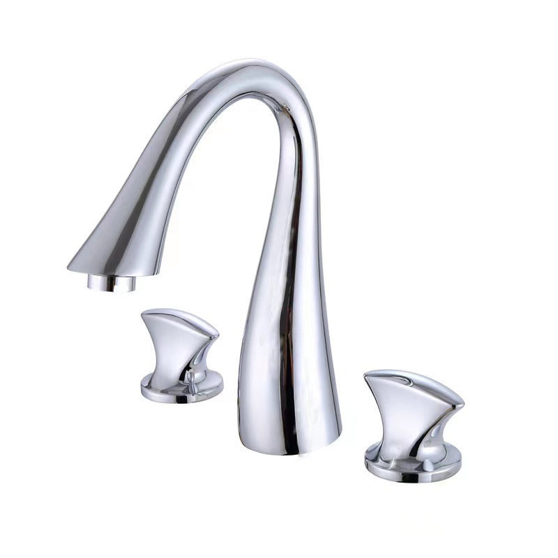 Vintage Widespread Lavatory Faucet, 2 Handle Full Brass Bathroom Vanity Faucet with Drain