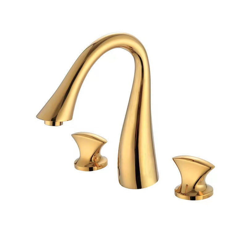 Vintage Widespread Lavatory Faucet, 2 Handle Full Brass Bathroom Vanity Faucet with Drain