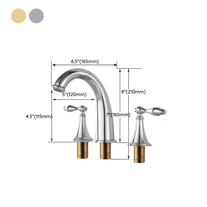Vintage Widespread Lavatory Faucet, 2 Handle Full Brass Bathroom Vanity Faucet with Drain