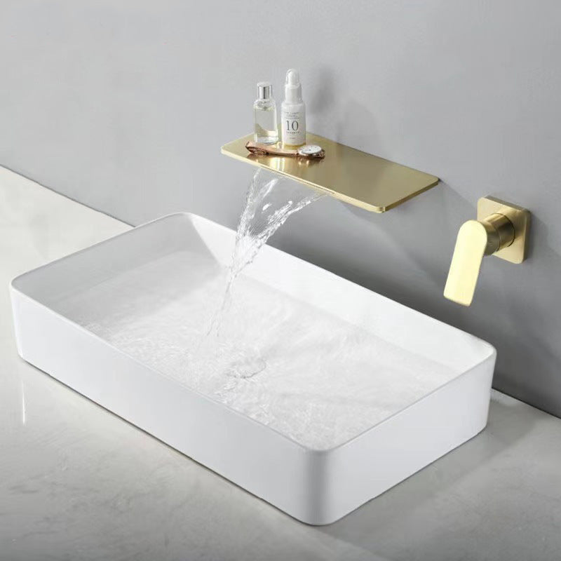 Full Copper Recessed Basin Faucet Bathroom Hot and Cold Single Handle Wall Mounted Faucet