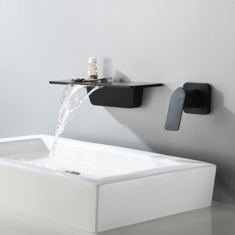 Full Copper Recessed Basin Faucet Bathroom Hot and Cold Single Handle Wall Mounted Faucet