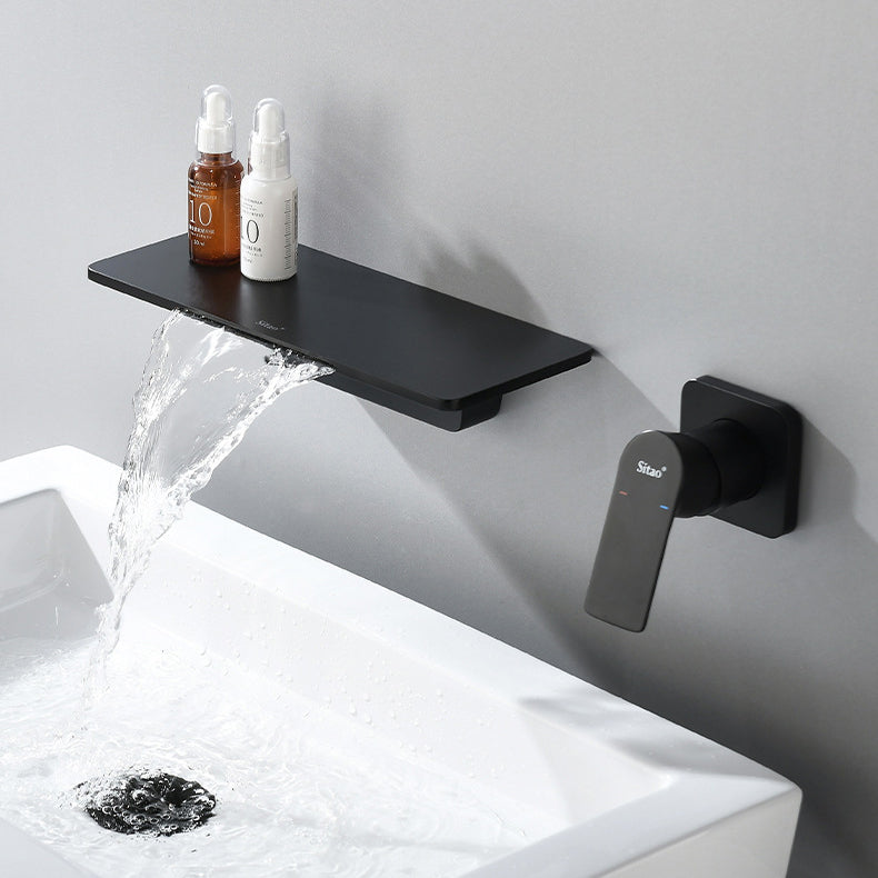 Full Copper Recessed Basin Faucet Bathroom Hot and Cold Single Handle Wall Mounted Faucet