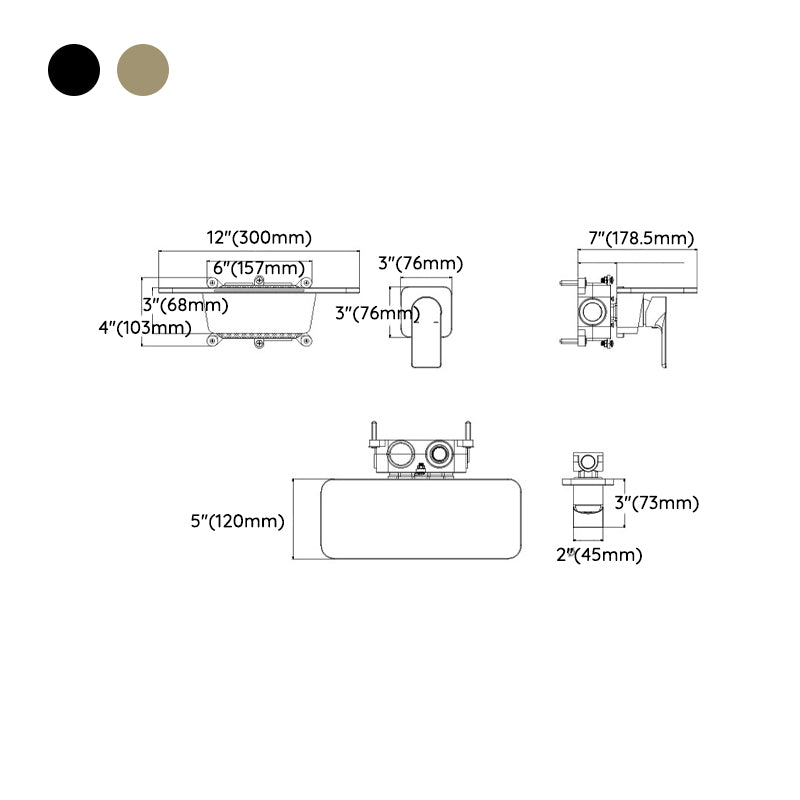 Full Copper Recessed Basin Faucet Bathroom Hot and Cold Single Handle Wall Mounted Faucet