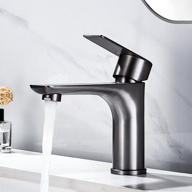 Stainless Steel Bathroom Lavatory Faucet 1 Handle Hot and Cold Basin Faucet with Hoses