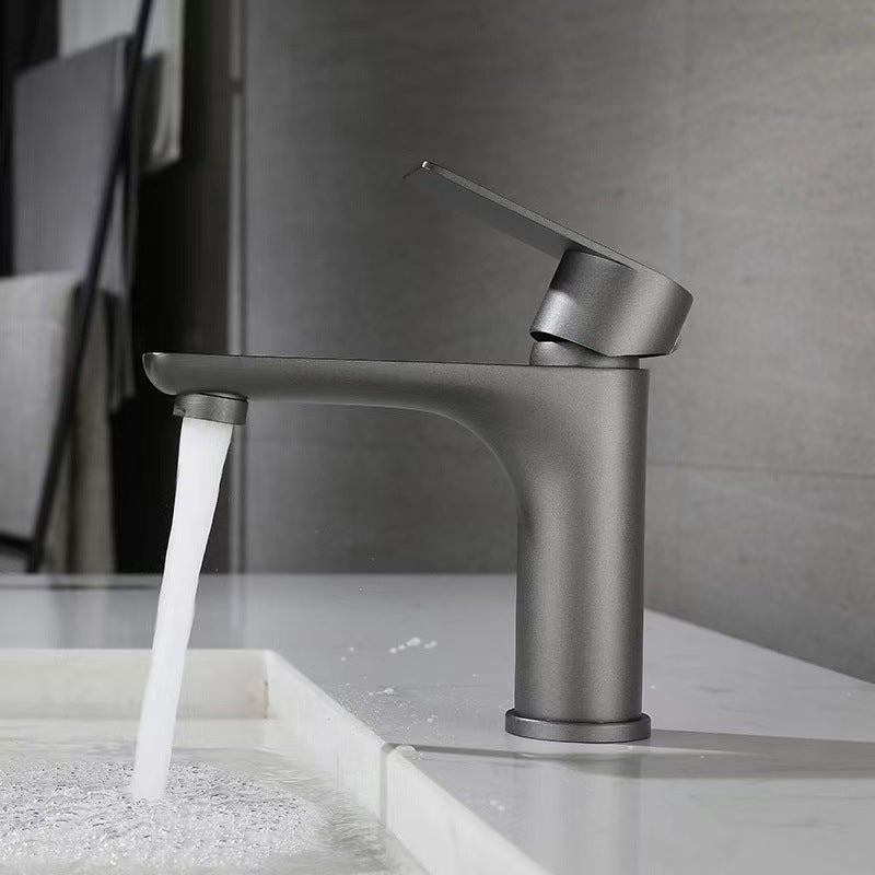 Stainless Steel Bathroom Lavatory Faucet 1 Handle Hot and Cold Basin Faucet with Hoses