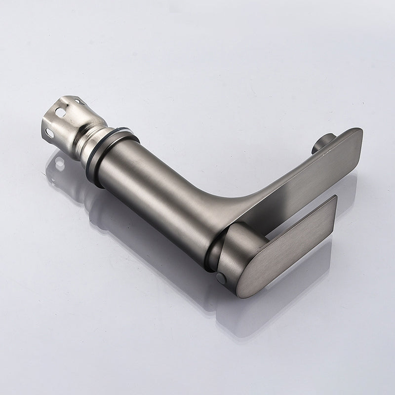 Stainless Steel Bathroom Lavatory Faucet 1 Handle Hot and Cold Basin Faucet with Hoses