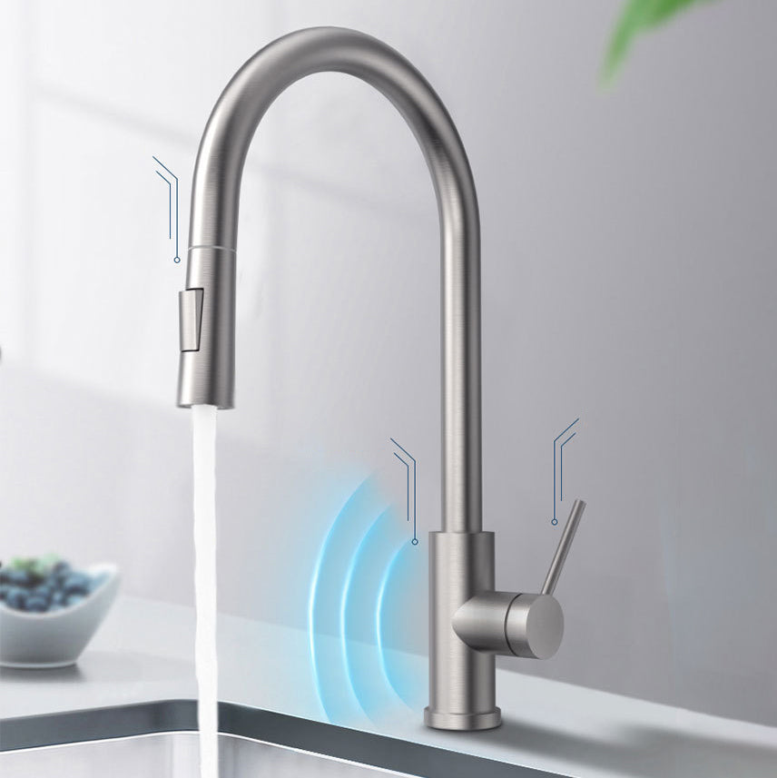 Pull Down Sprayer Kitchen Faucet Touch Sensor 304 Stainless Steel High Arc Kitchen Faucet