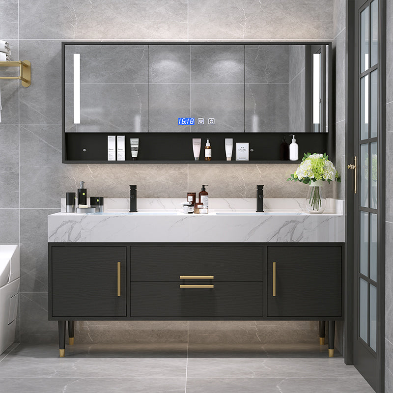 Metal Frame Vanity Set Plain Rectangle Drawers Freestanding Bath Vanity with Drawers